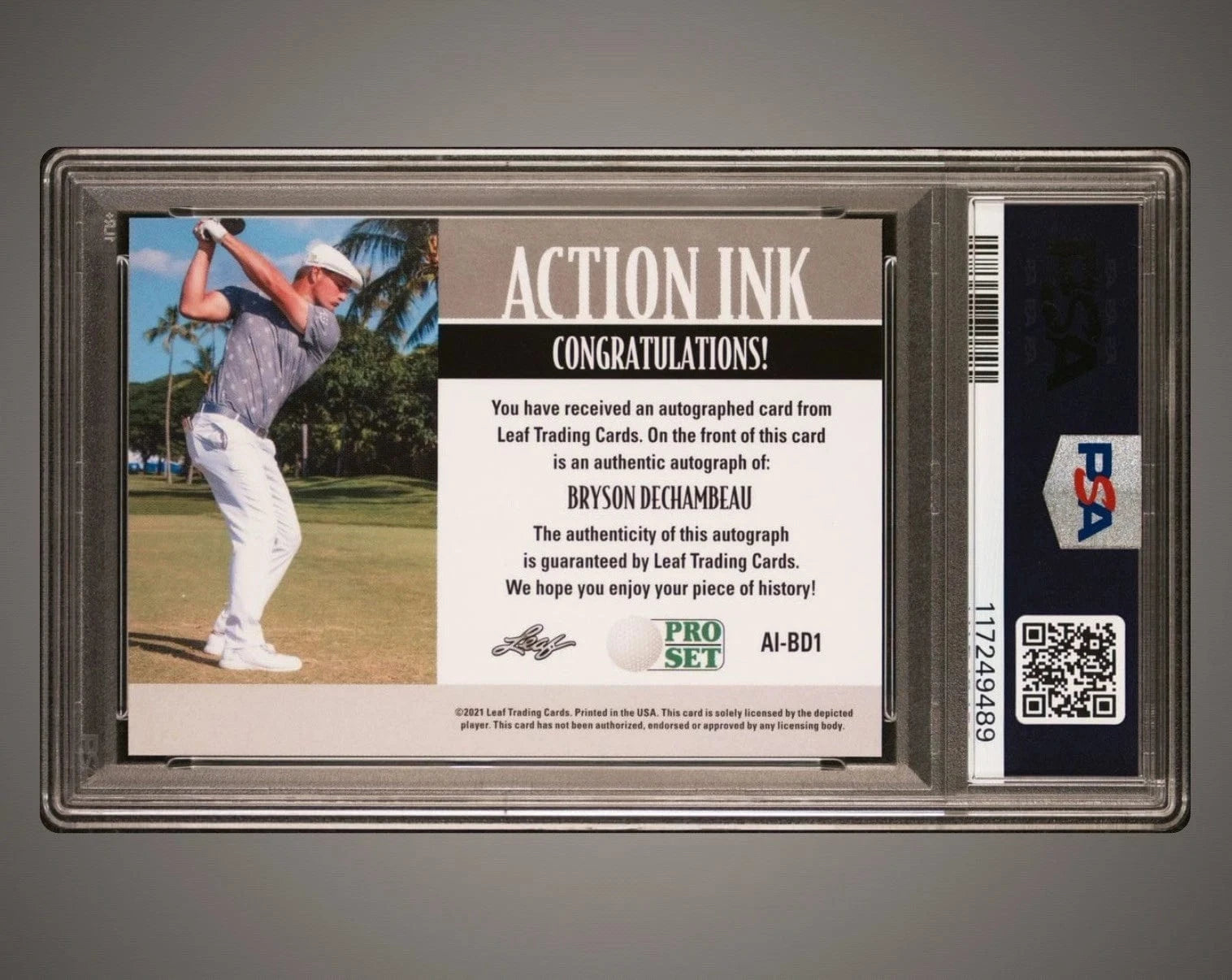 Tour Quality Golf's Shop 2021 Leaf Pro Bryson Dechambeau Action Ink Auto Card /35 PSA 10 Autograph