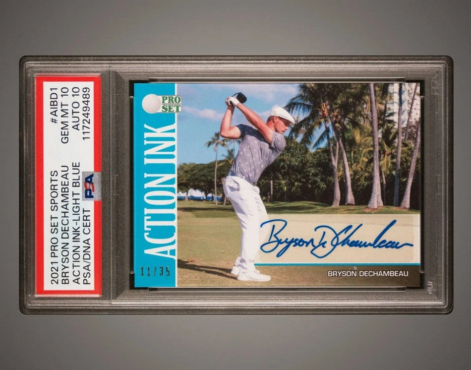 Tour Quality Golf's Shop 2021 Leaf Pro Bryson Dechambeau Action Ink Auto Card /35 PSA 10 Autograph