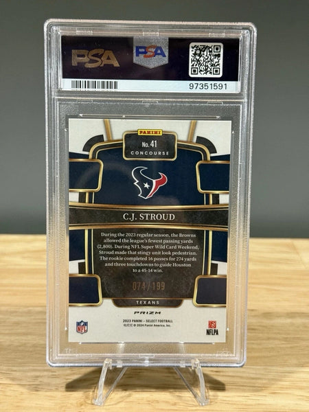 Tour Quality Golf's Shop 2023 Select CJ Stroud Concourse BLUE PRIZM Rookie RC 74/199 Color Match PSA 9