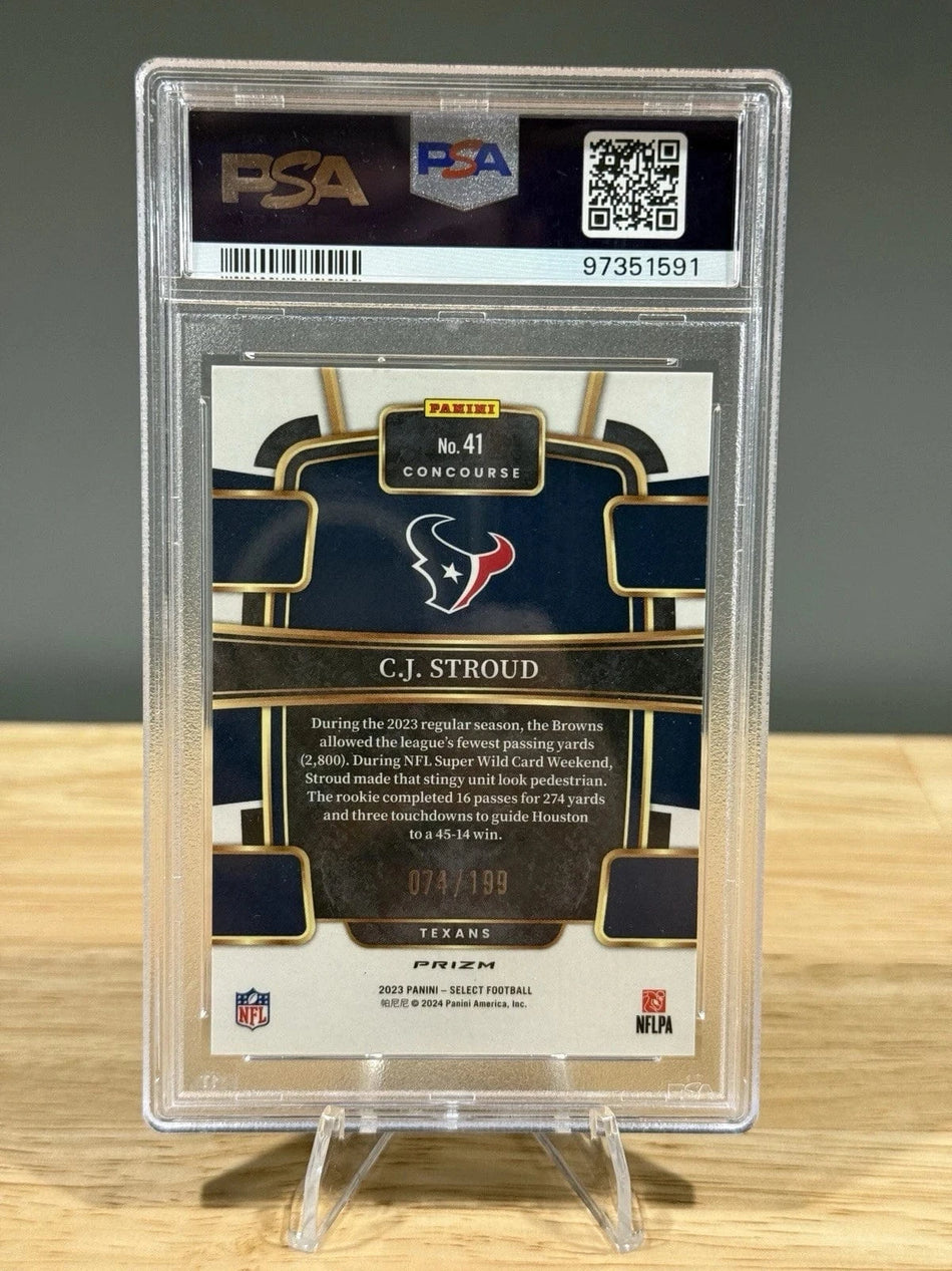 Tour Quality Golf's Shop 2023 Select CJ Stroud Concourse BLUE PRIZM Rookie RC 74/199 Color Match PSA 9