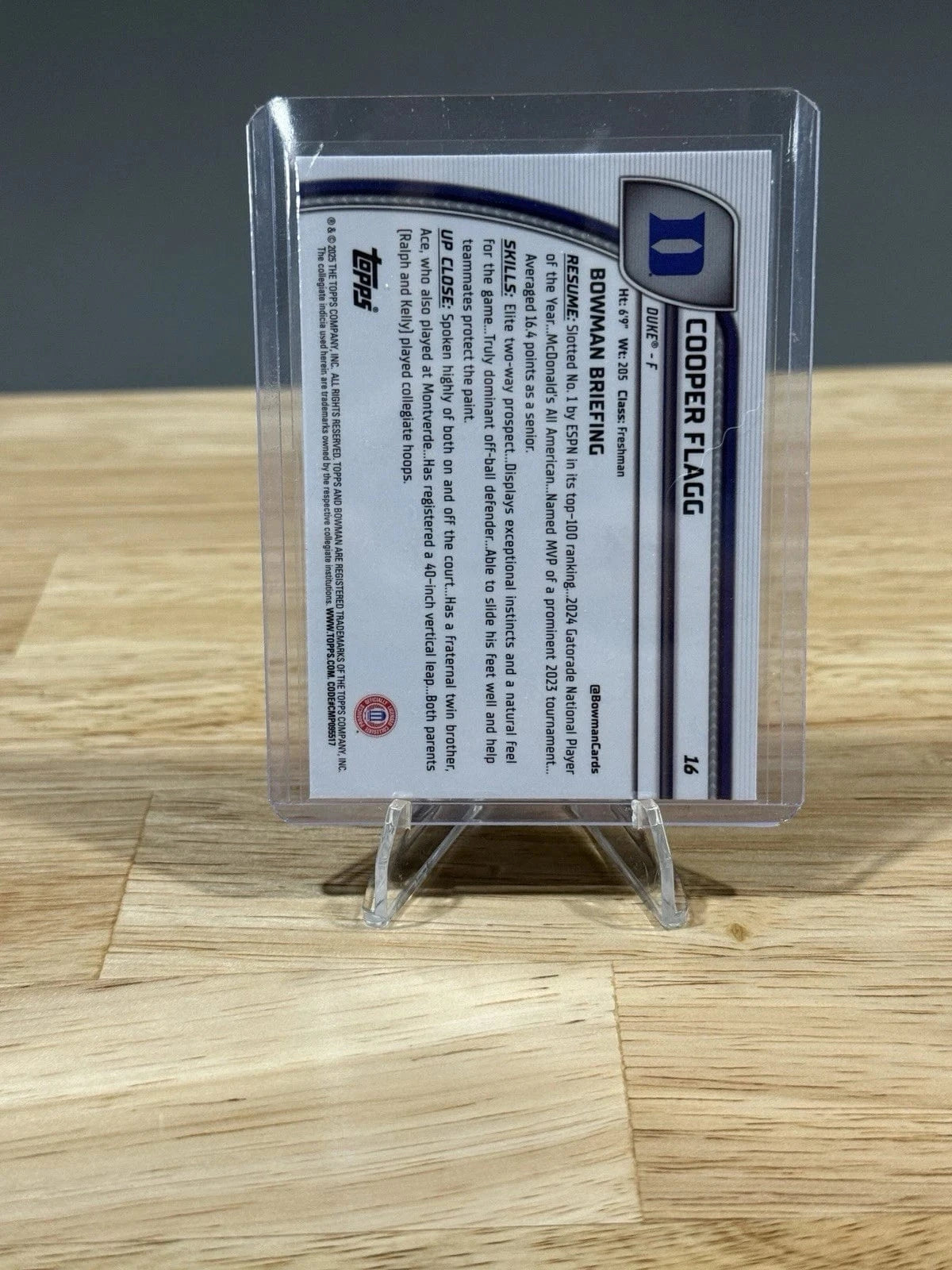 Tour Quality Golf's Shop 2024-25 Bowman U Chrome COOPER FLAGG #16 1st RC Rookie Duke Blue Devils Base