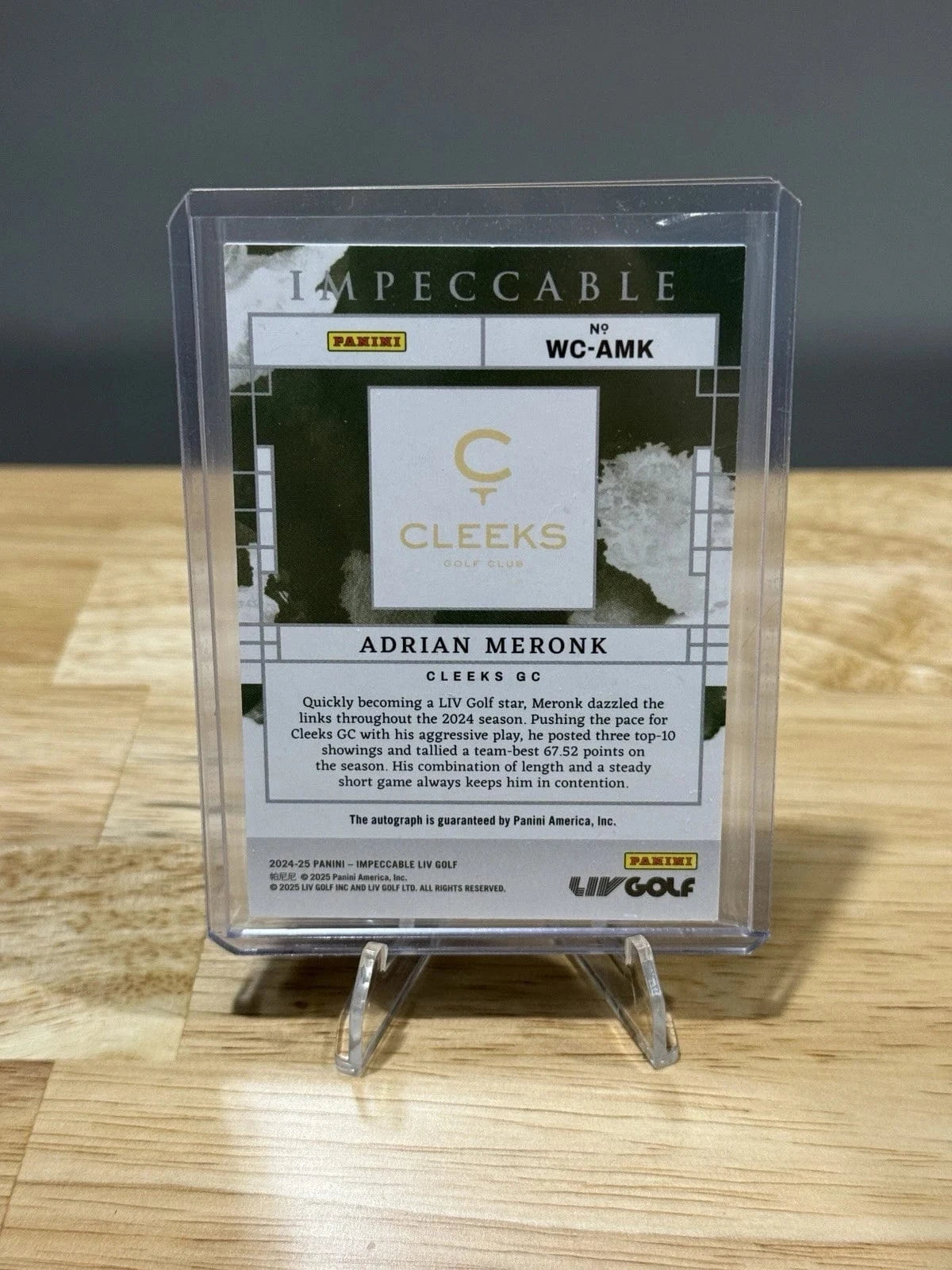 Tour Quality Golf's Shop 2024-25 Panini Impeccable LIV Golf Adrian Meronk /10 GOLD RC Auto WC-AMK