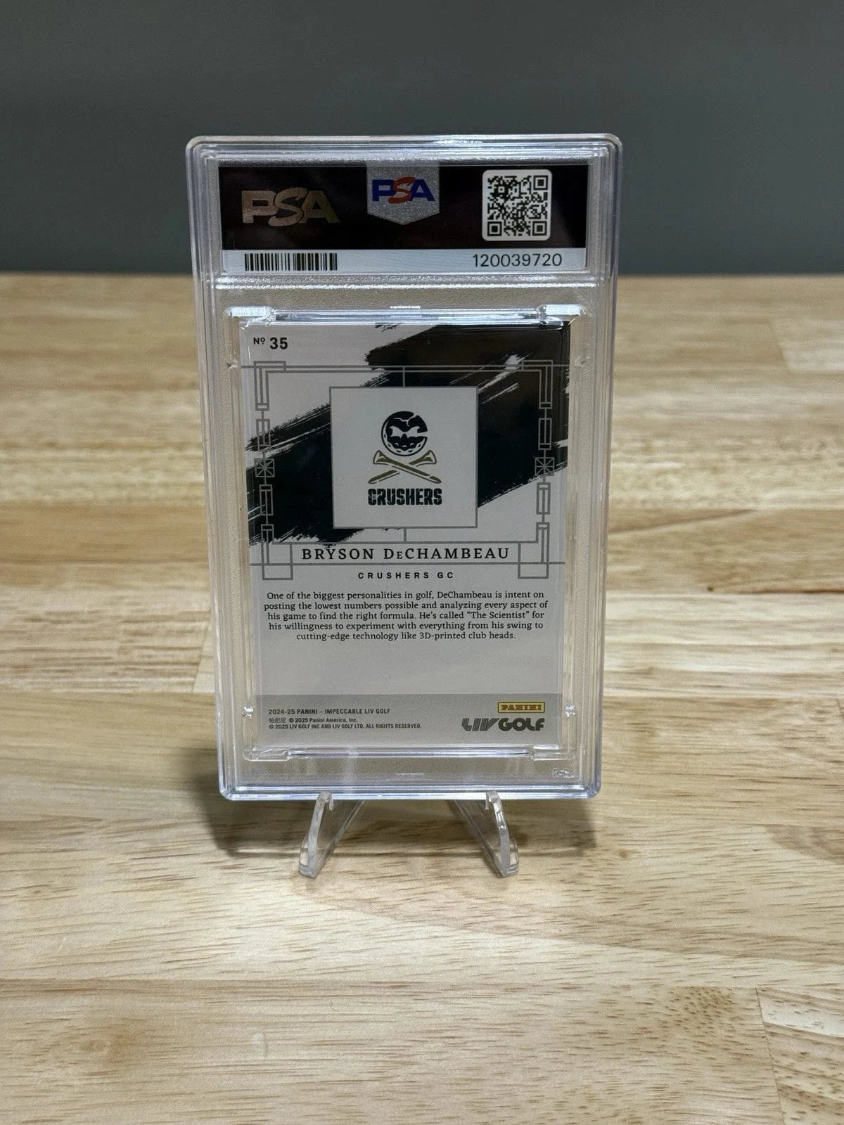 Tour Quality Golf's Shop 2024-25 Panini Impeccable LIV Golf Bryson DeChambeau Silver /25 PSA 9 Card