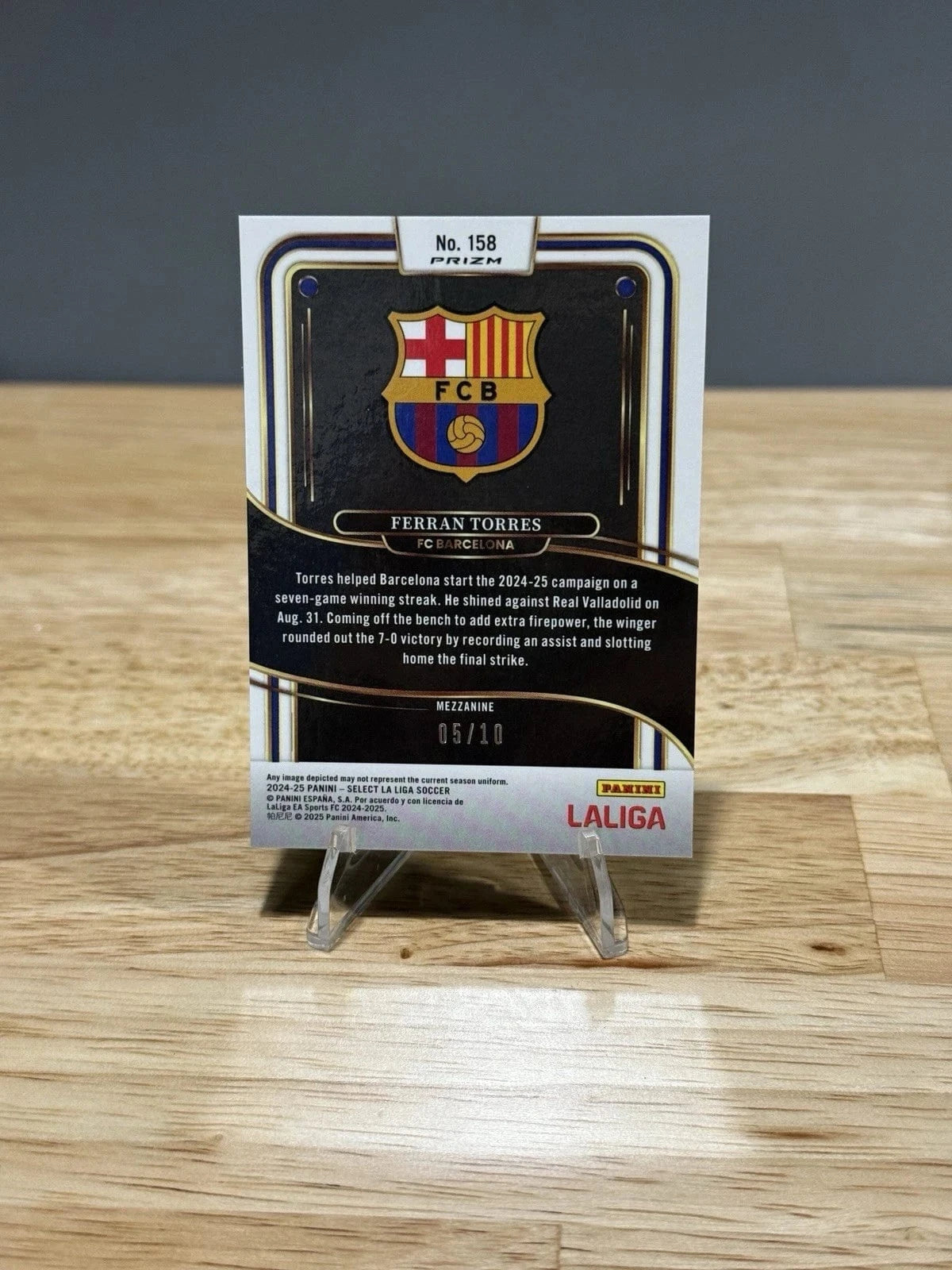 Tour Quality Golf's Shop 2024-25 Select La Liga Ferran Torres Mezzanine Gold Mojo Prizm 5/10 158