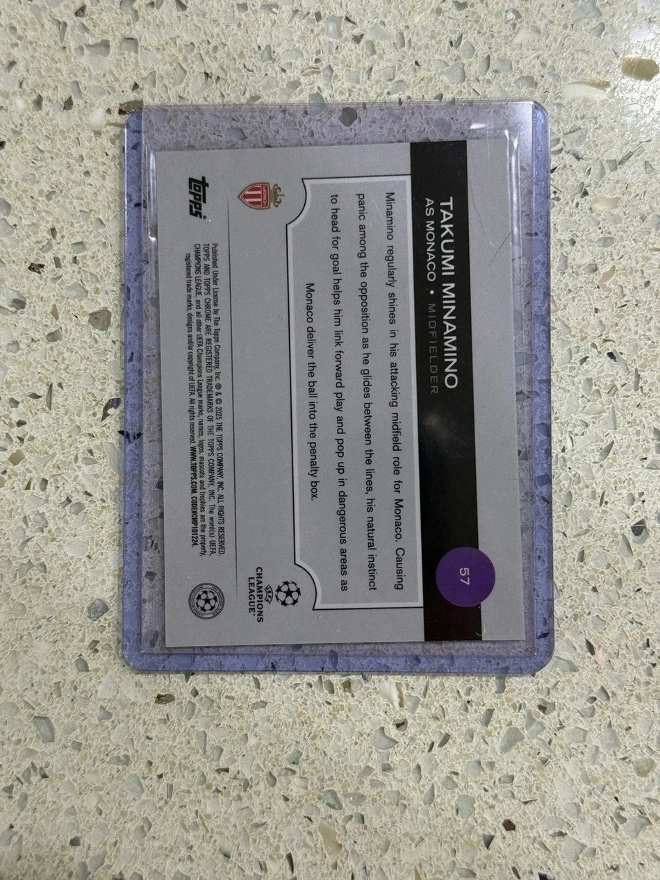 Tour Quality Golf's Shop 2024-25 Topps Chrome UEFA Club Comp TAKUMI MINAMINO Base Gold 02/50 #57