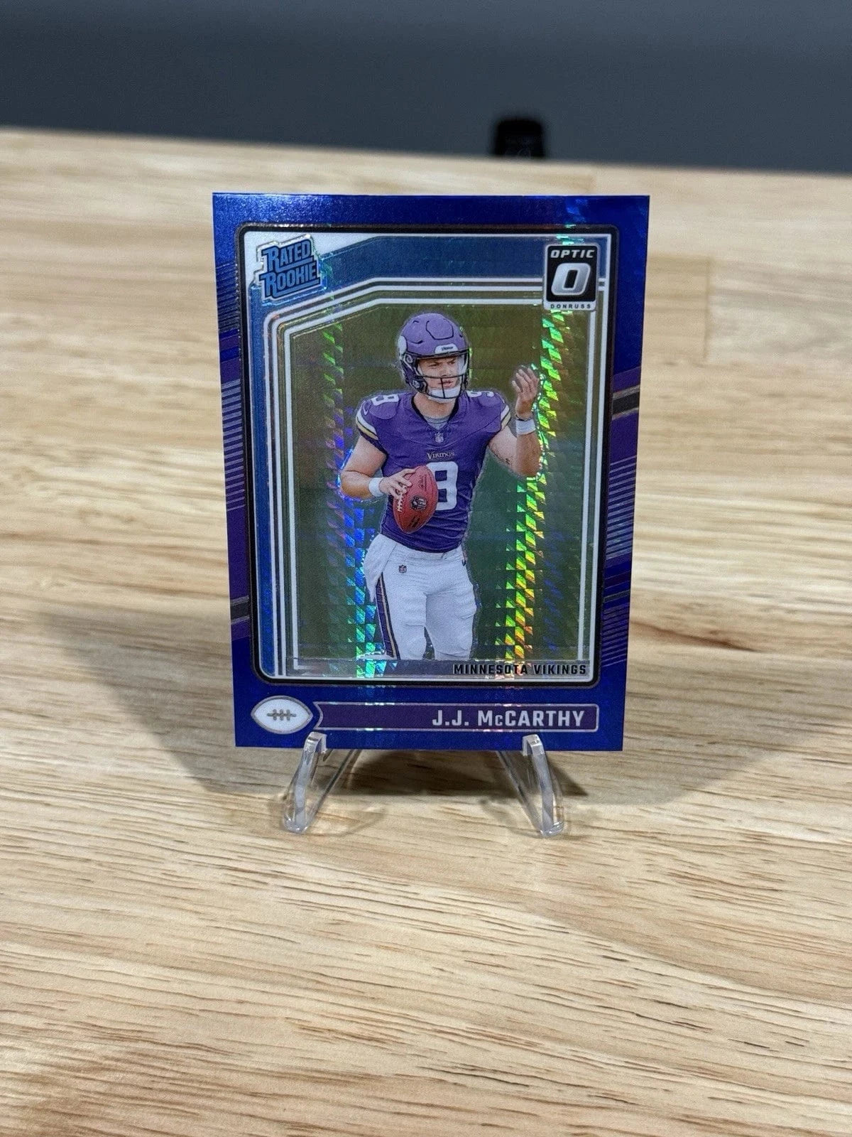 Tour Quality Golf's Shop 2024 Donruss Optic JJ McCarthy Blue Hyper Rated Rookie RC Vikings #235 J.J.