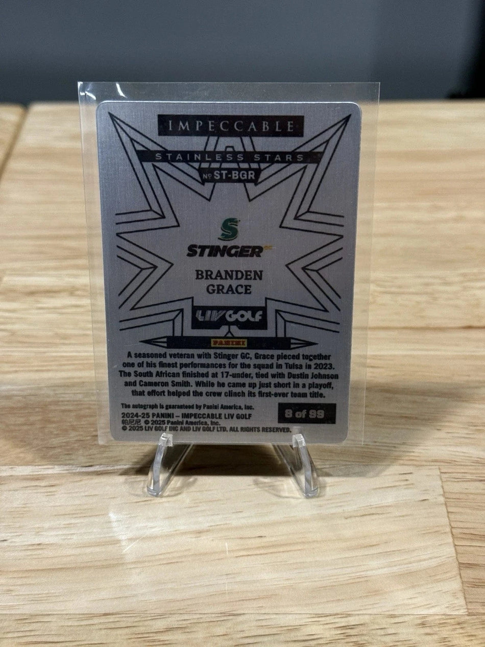 Tour Quality Golf's Shop 2024 Impeccable Liv Golf Branden Grace Stainless Stars Green Auto /99