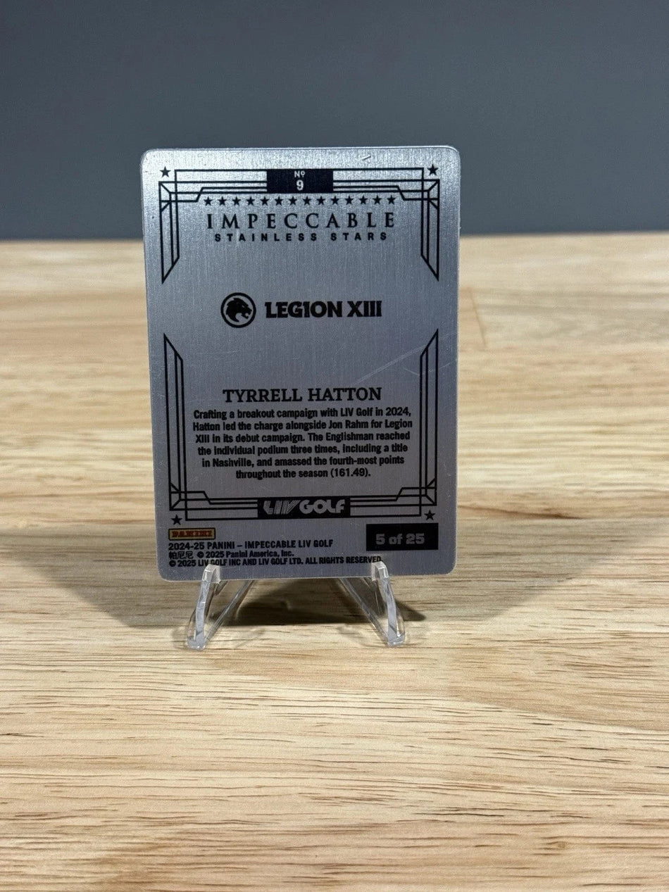 Tour Quality Golf's Shop 2024 Impeccable LIV Golf Stainless Stars Blue /25 Tyrrell Hatton Rookie Auto RC