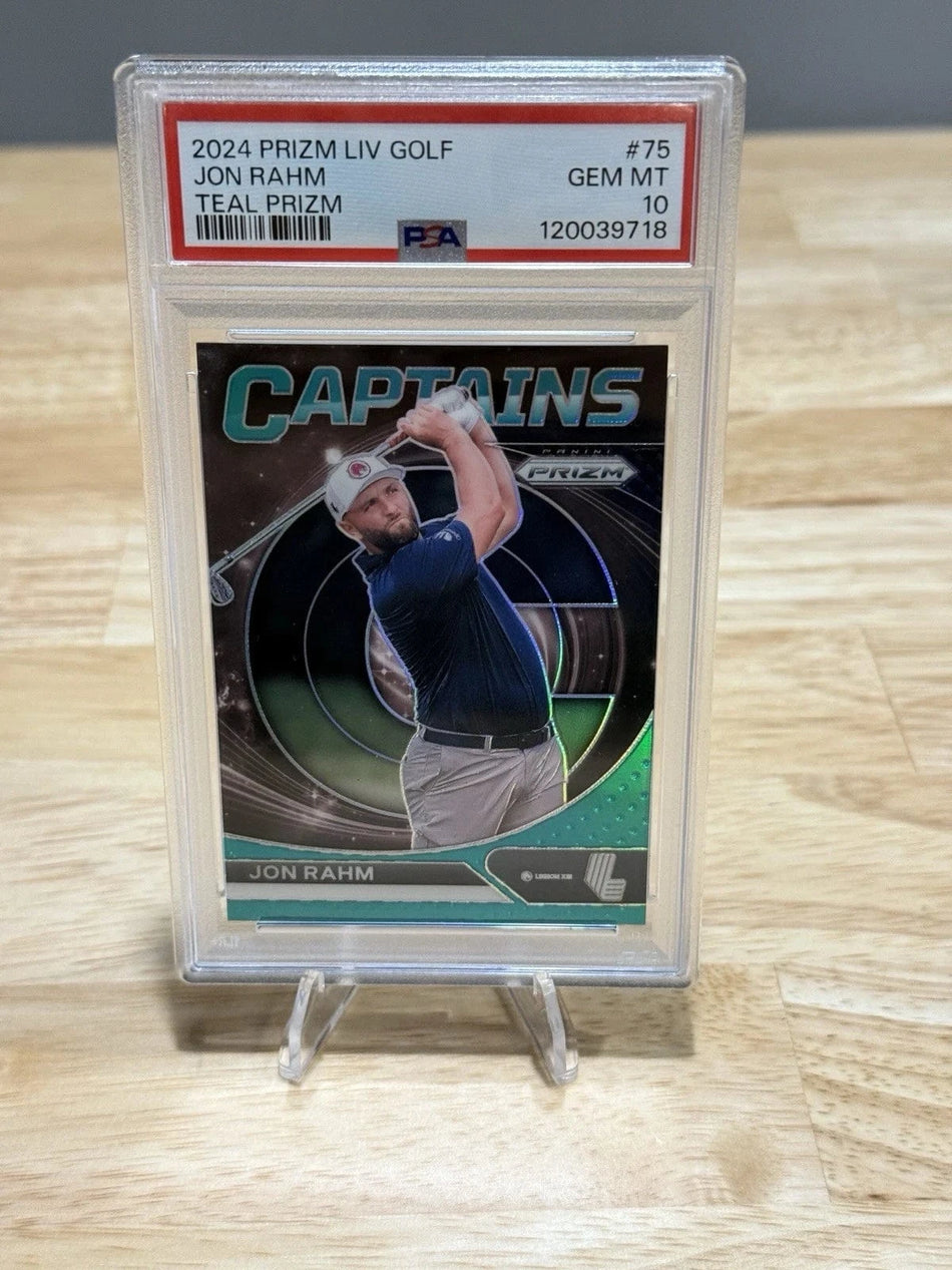 Tour Quality Golf's Shop 2024 Jon Rahm Panini Prizm LIV Golf Rookie Captains Teal /199 Prizms PSA 10 Card