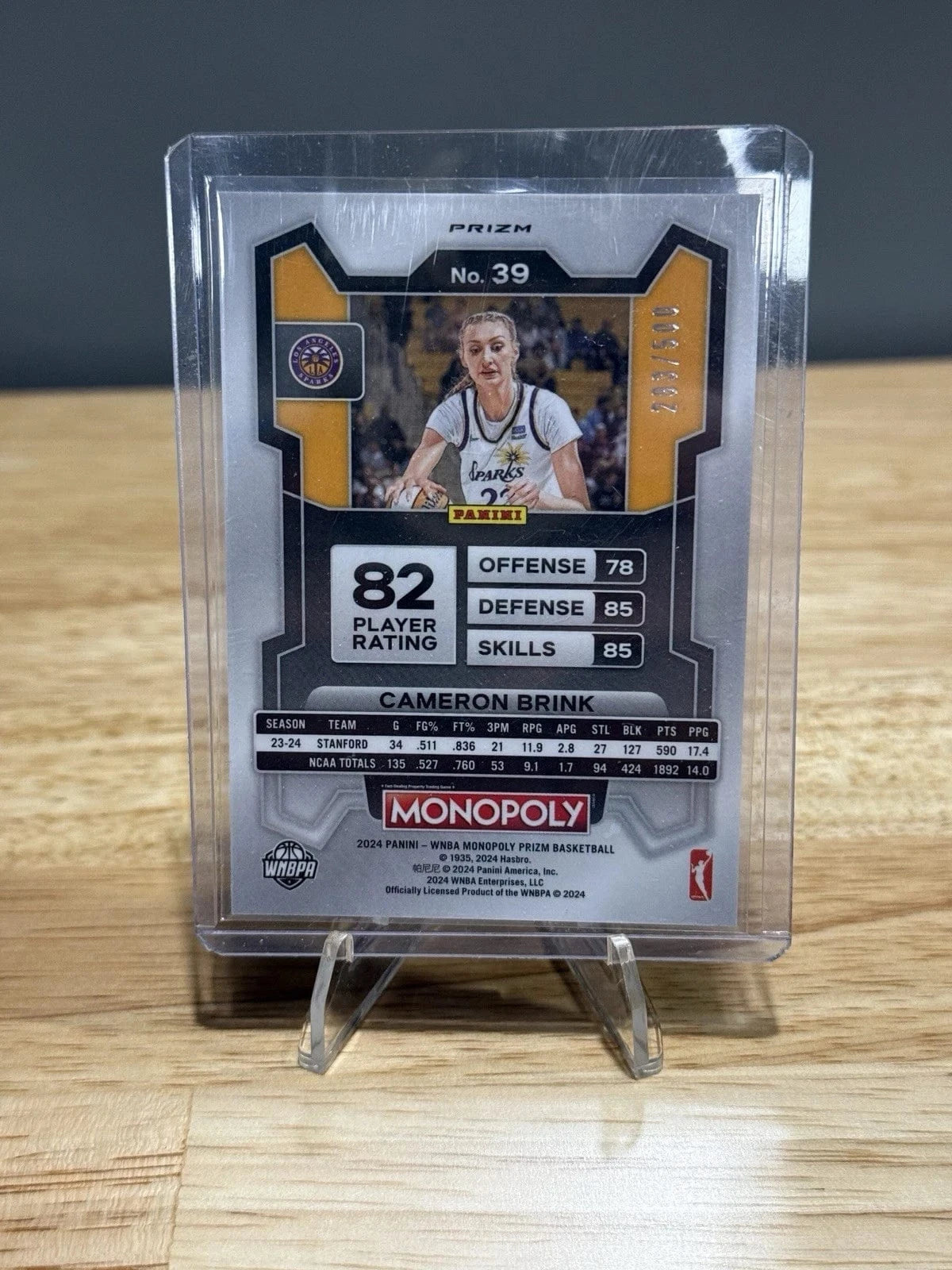 Tour Quality Golf's Shop 2024 Panini WNBA Monopoly Card Cameron Brink Gold Millionaire Shimmer RC 293/500
