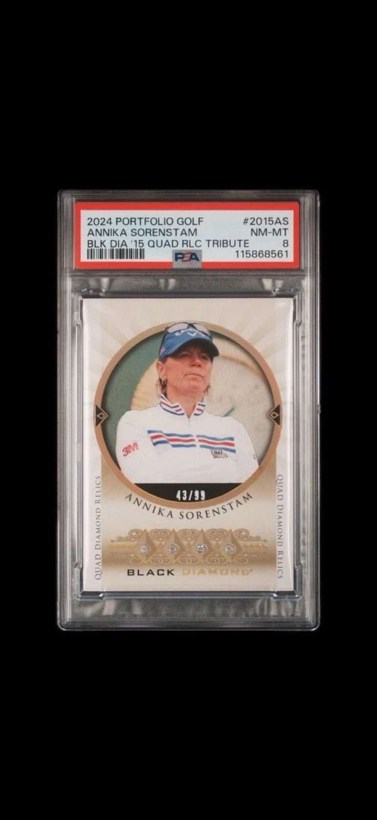 Tour Quality Golf's Shop 2024 UPPER DECK GOLF PORTFOLIO ANNIKA SORENSTAM BLACK DIAMOND RELIC 43/99 PSA