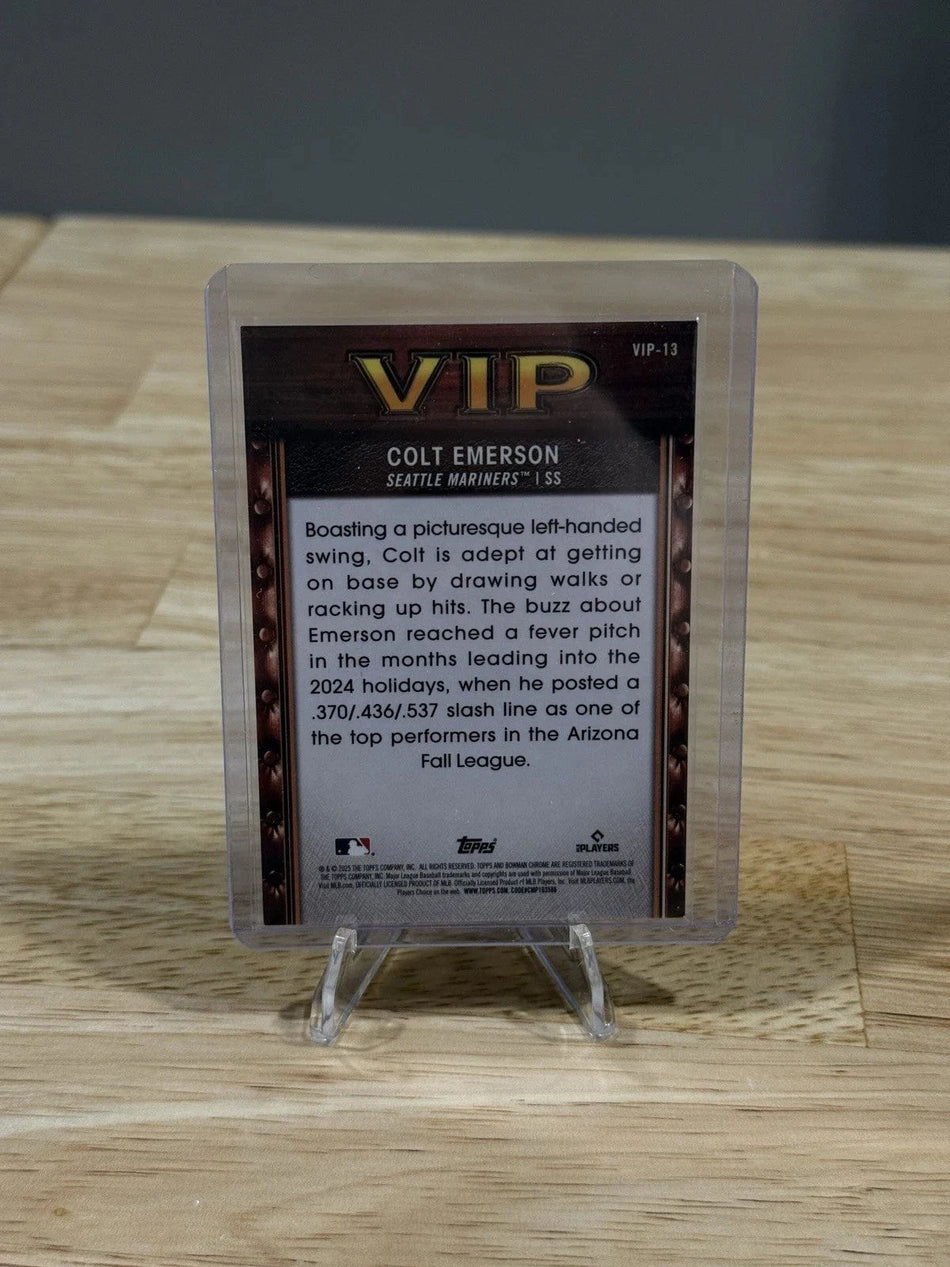 Tour Quality Golf's Shop 2025 Bowman Chrome Mega Mojo Purple Refractor /250 VIP Colt Emerson Mariners