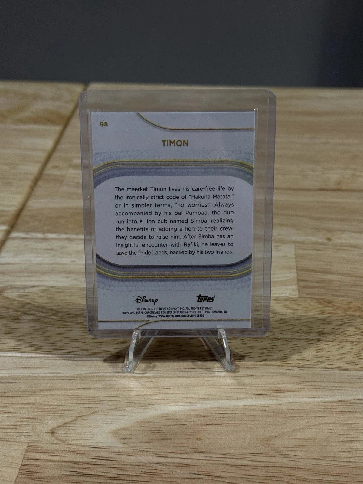 Tour Quality Golf's Shop 2025 Topps Chrome Disney 98 Timon Yellow Mini-Diamonds Refractor SP NEW Card