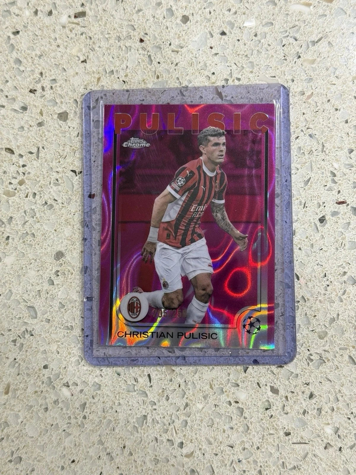 Tour Quality Golf's Shop Christian Pulisic /250 AC Milan Pink Lava 2024-25 Topps Chrome UCL #76