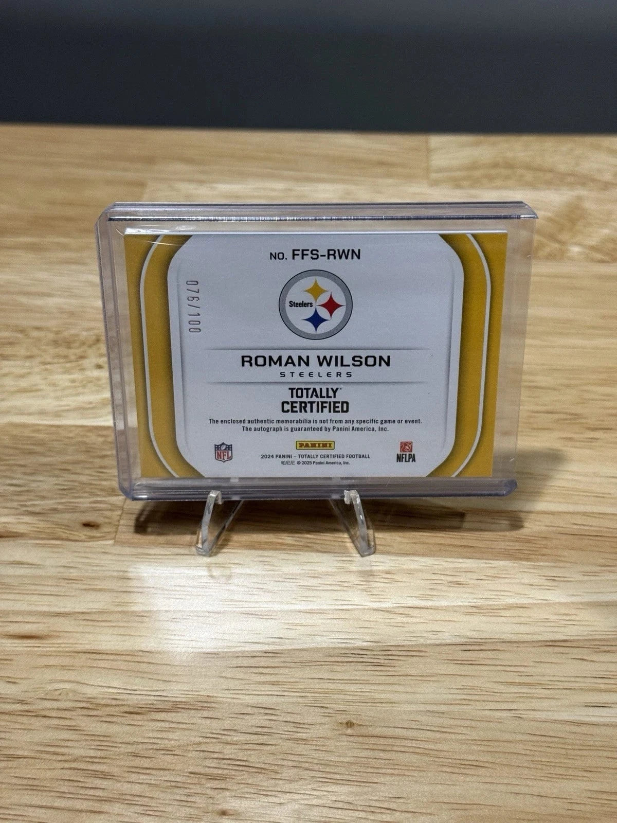 Tour Quality Golf's Shop Panini Roman Wilson 2024 Totally Certified Freshman Fabric RPA Red Mirror /100