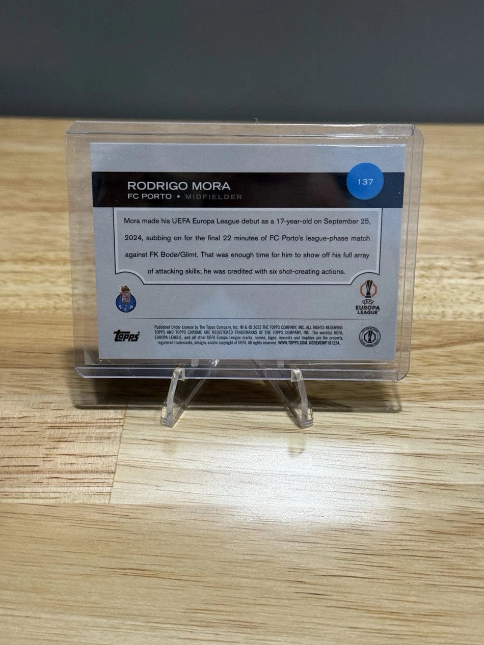 Tour Quality Golf's Shop Rodrigo Mora 2024-25 Topps Chrome Soccer UEFA Pink Lava Refractor /250 RC 137