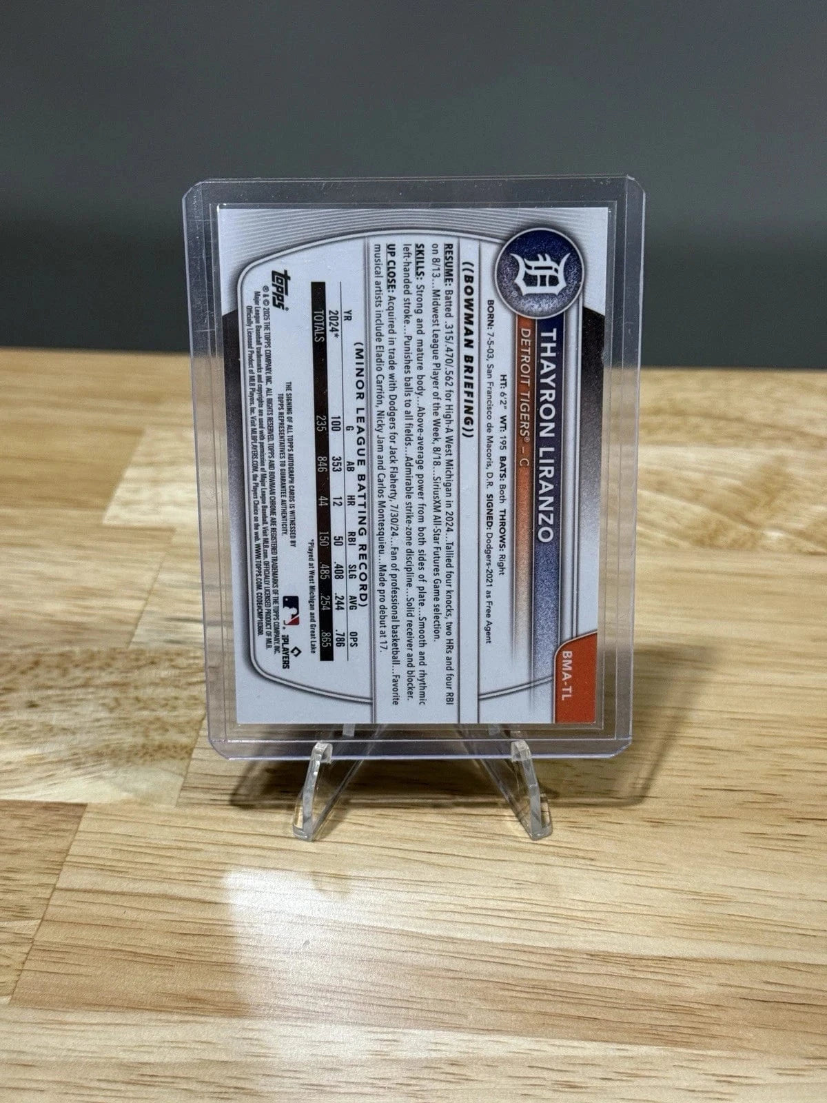 Tour Quality Golf's Shop Thayron Liranzo 2025 Bowman Chrome Mega Purple Mojo AUTO /199 Detroit Tigers