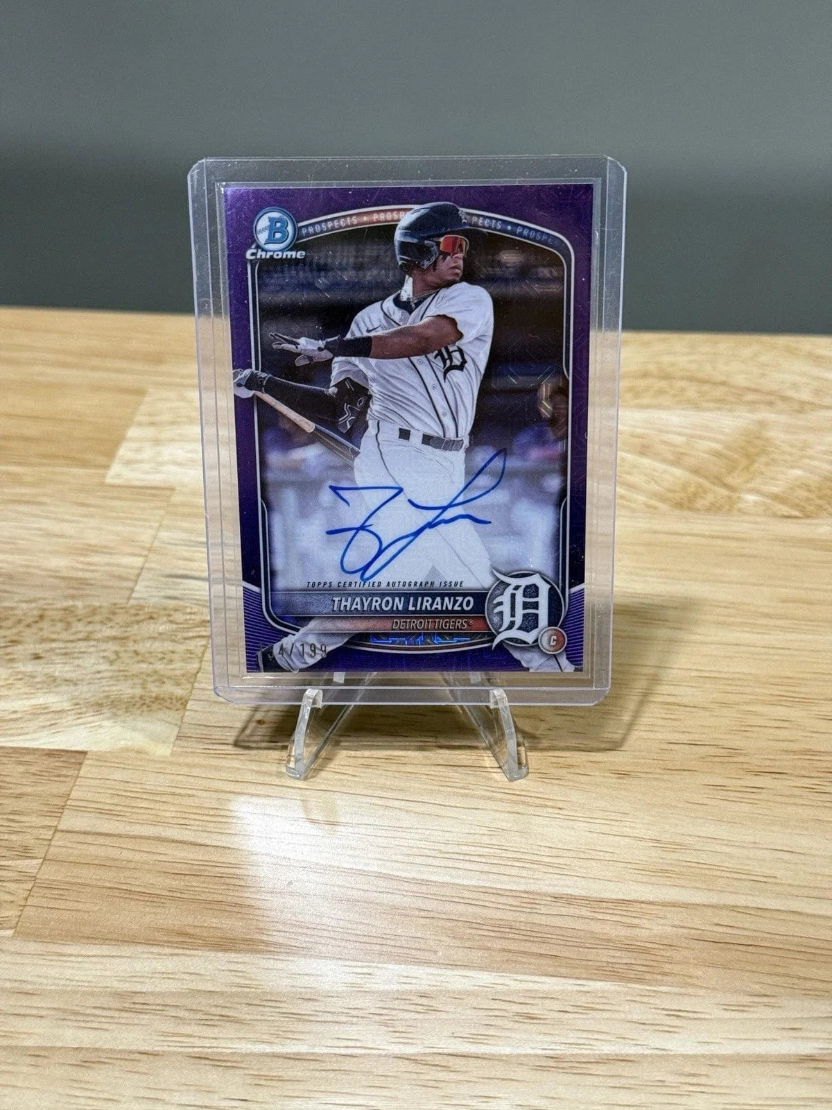 Tour Quality Golf's Shop Thayron Liranzo 2025 Bowman Chrome Mega Purple Mojo AUTO /199 Detroit Tigers